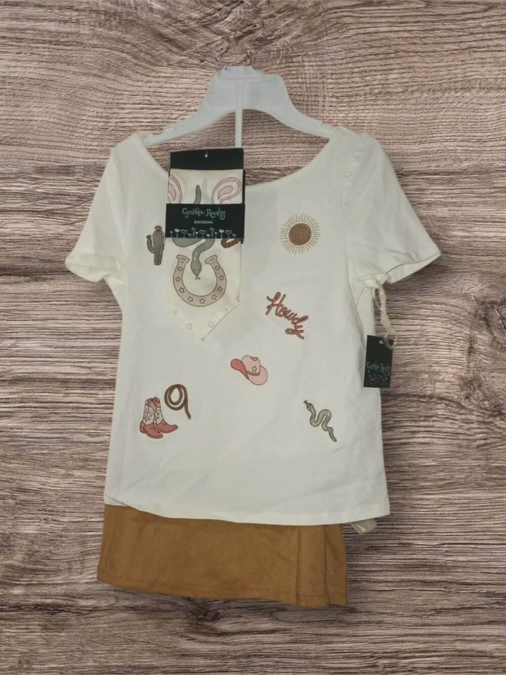 NWT Cynthia Rowley Girls Western Skort Set with Bandana Size Large 10/12